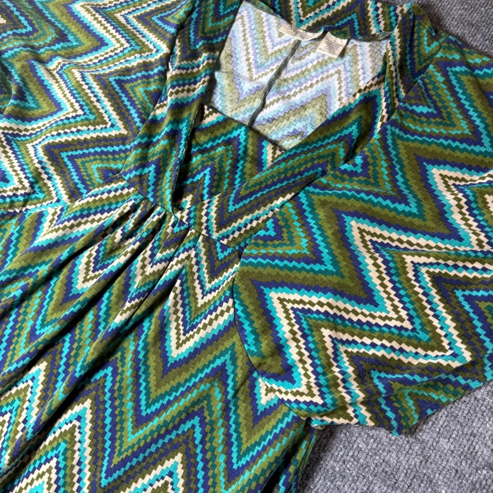 Allison Brittney Women Dress Size L Geometric Print‎ V Neck Short Sleeve